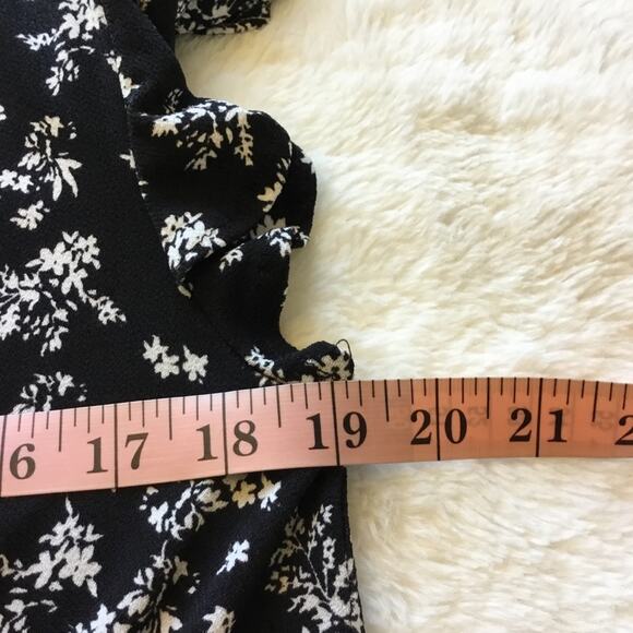 MNG Black Ruffle Cap Sleeve Floral Mini Dress - Picture 12 of 14